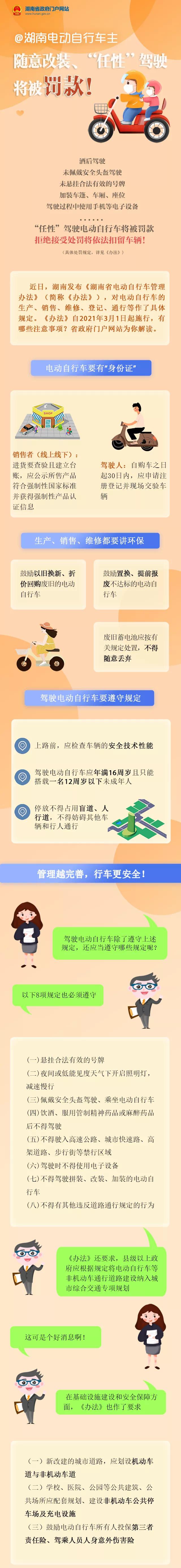 3月1日起正式施行！《湖南省電動自行車管理辦法》全文來了！電動自行車管理辦法》